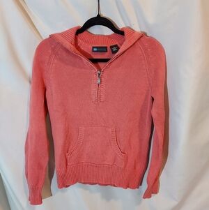 Relativity Coral Quarter Zip Cotton Cropped Knit Sweater